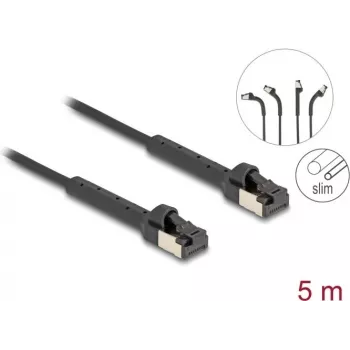 Tinklo kabelis DeLOCK RJ45 plonas Cat.6A U/FTP 5m Juodas
