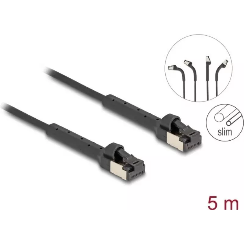 Tinklo kabelis DeLOCK RJ45 plonas Cat.6A U/FTP 5m Juodas