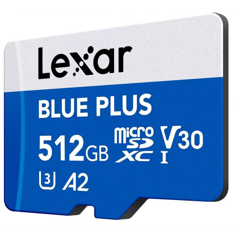 „Lexar BLUE PLUS“ 512 GB „MicroSDXC“ atminties kortelė, UHS‑I, skaitymo greitis 170 MB/s, U3/V30