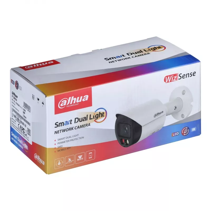 Dahua Technology WizSense DH-IPC-HFW2549SP-S-IL-0280B apsaugos kamera, kulkos formos IP apsaugos kamera, vidaus ir lauko naudojimui, 2960 x 1668 pikselių, montavimas ant lubų/sienos