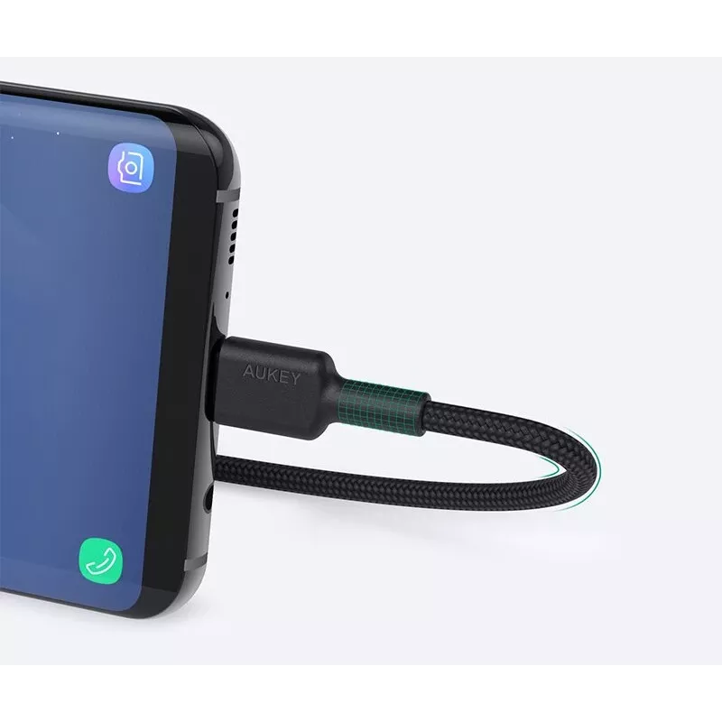 USB A į USB-C laidas AUKEY CB-CD30 0,9 m – juodas, pintas, USB PD 3.0, 0,48 Gbit/s
