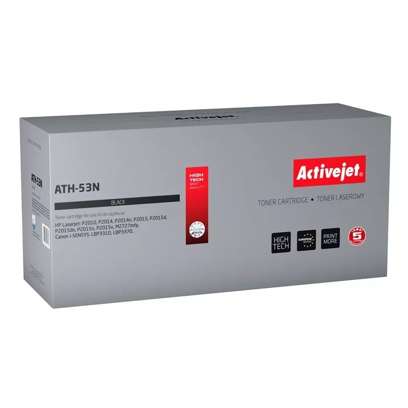 Tonerio kasetė ActiveJet ATH-53N juoda, suderinama su HP/Canon, 3500 puslapių, įmontuotas būgnas