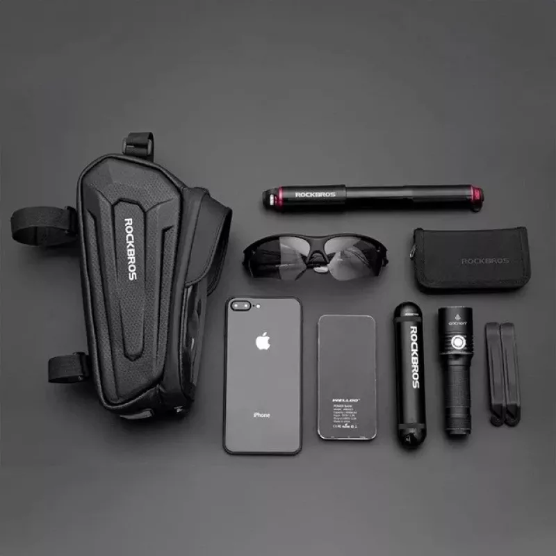 Rockbros B68-1 Dviračio rėmo krepšys Telefono kišenė 1,7 l Juoda