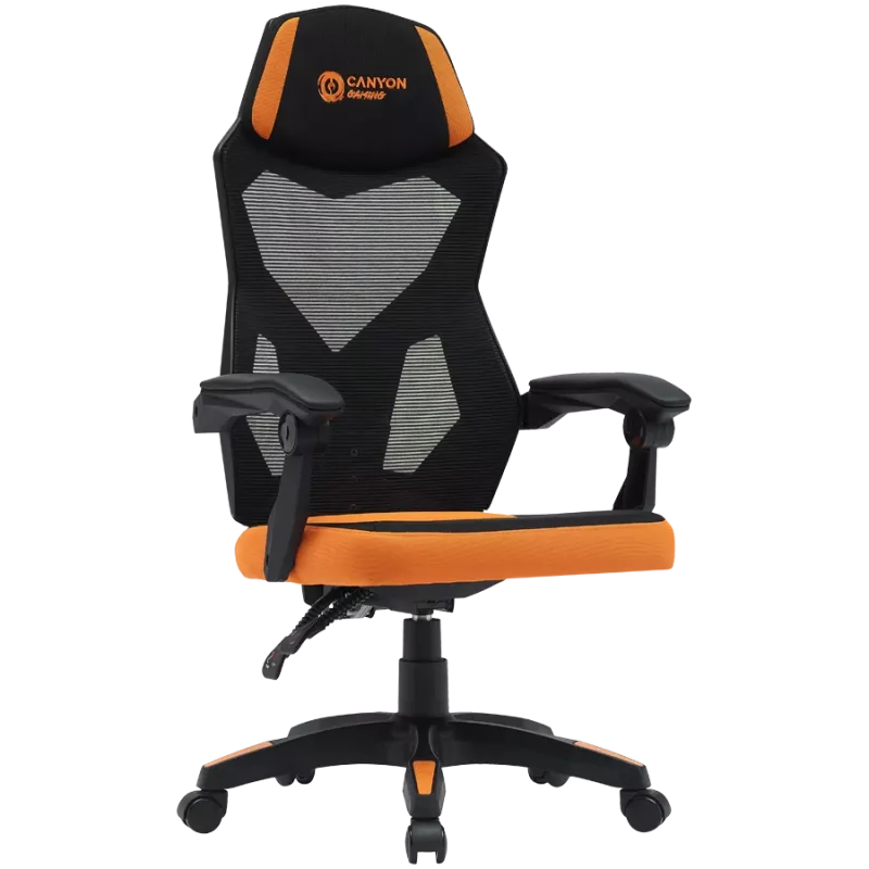 Žaidimų kėdė CANYON Wave MCH02 — tinklinė atlošas, ergonomiškas dizainas, juoda / oranžinė