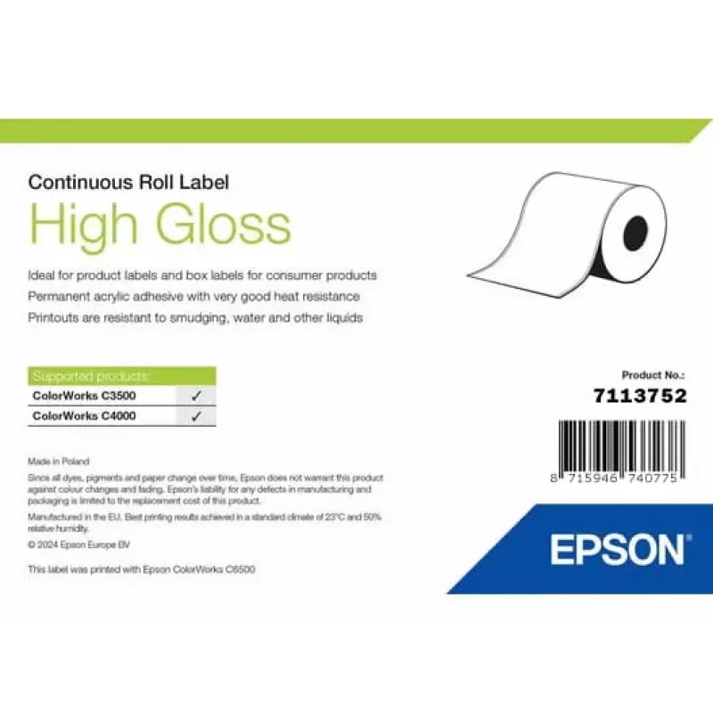 Etikečių ritinėlis Epson blizgus ištisinis 51 mm × 33 m (modelis 7113752)