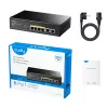 Tinklo komutatorius Cudy FS1006P Fast Ethernet 6 prievadų (4 PoE, 1 PoE+) 10/100 Mbps, 1,2 Gbit/s pralaidumas, metalinis korpusas, montavimas į stovą / ant sienos