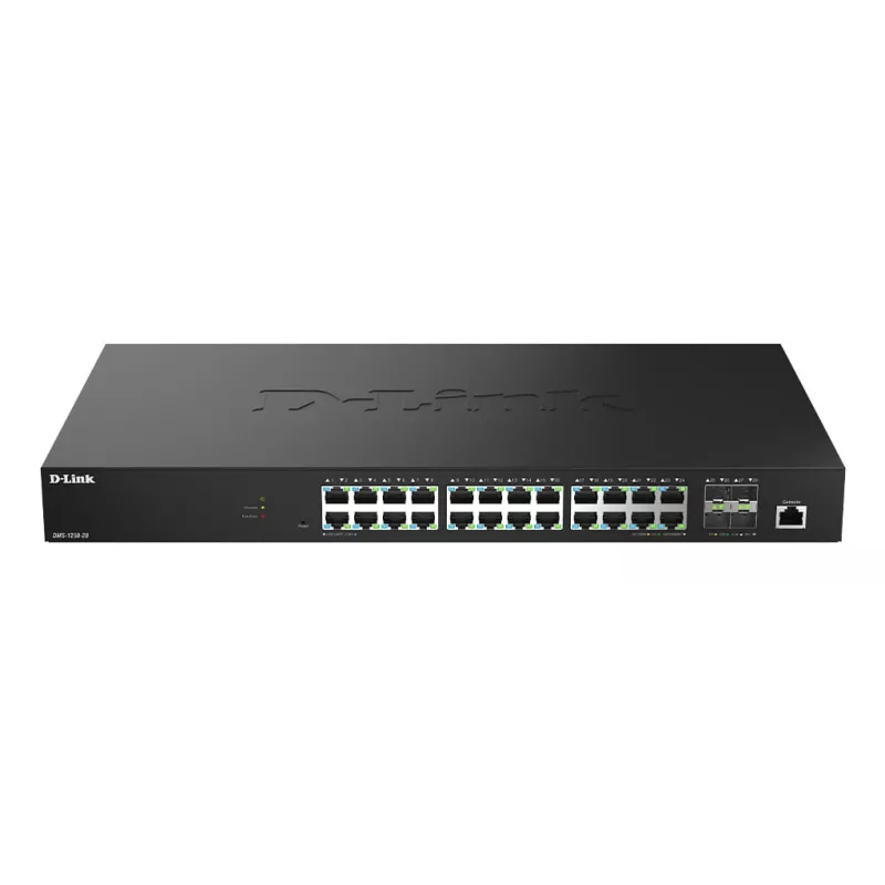 D-Link 28 prievadų 2.5G kelių gigabitų išmanusis valdomas komutatorius su 4 x 10G SFP+ prievadais