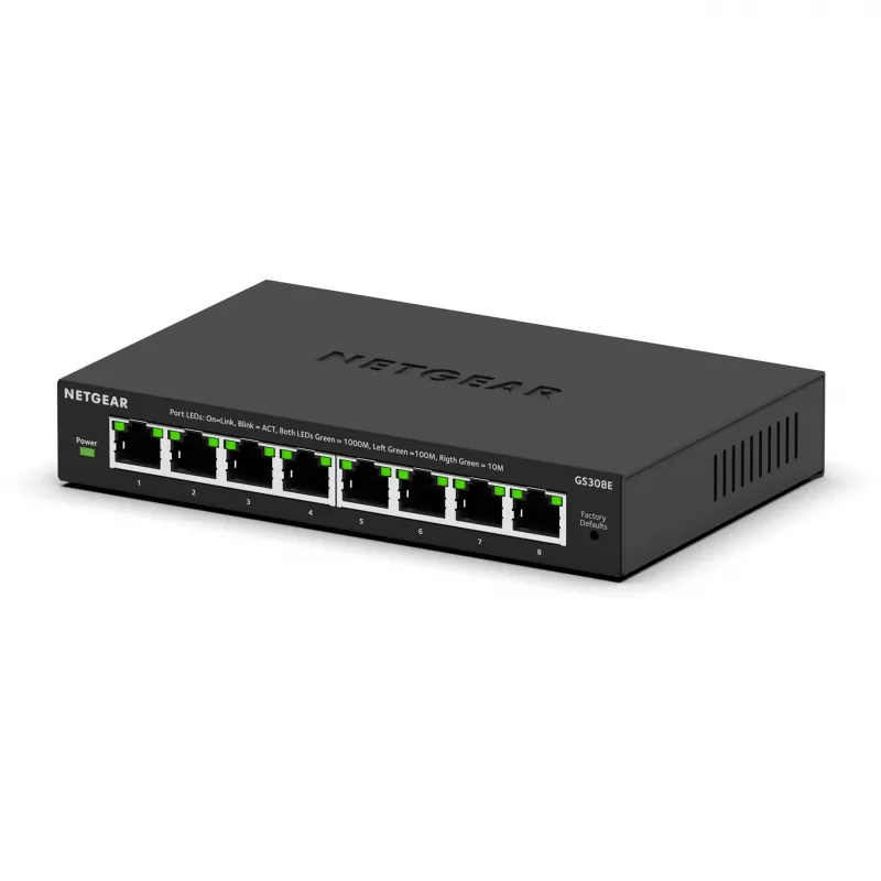 NETGEAR GS308E Managed L2/L3 Gigabit Ethernet (10/100/1000) Juoda