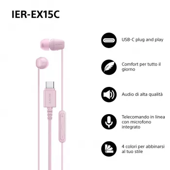 Sony IER-EX15C ausinės laidinės į ausis Skambučiai/Muzika USB Type-C Rožinė
