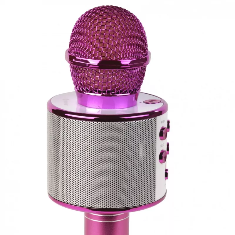 Karaokės mikrofonas Denver KMS-20P rožinis laidinis belaidis Bluetooth 3,5 mm