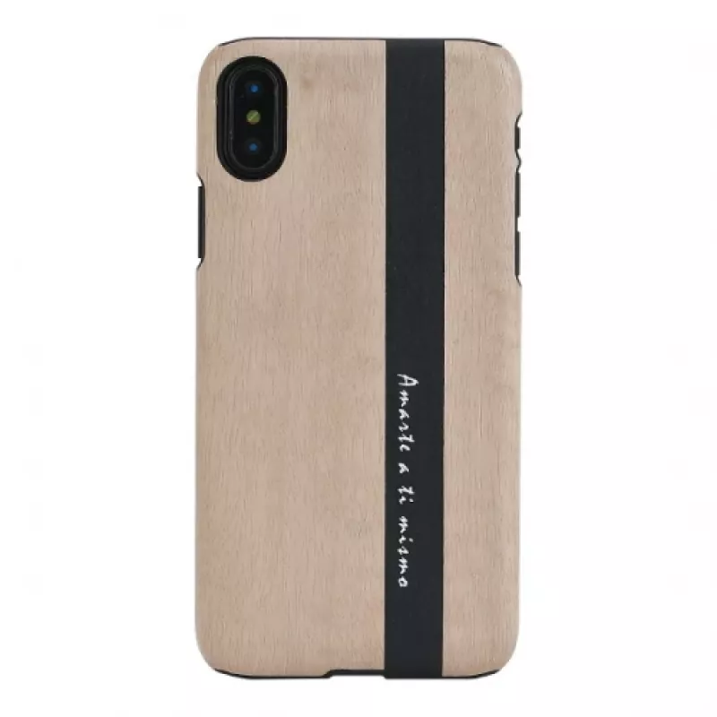 man and wood išmaniojo telefono dėklas iPhone X/XS – juoda oda