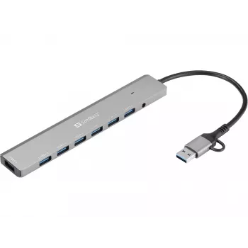USB šakotuvas SANDBERG 136-66 — 7 USB 3.0 prievadai, maitinamas iš tinklo