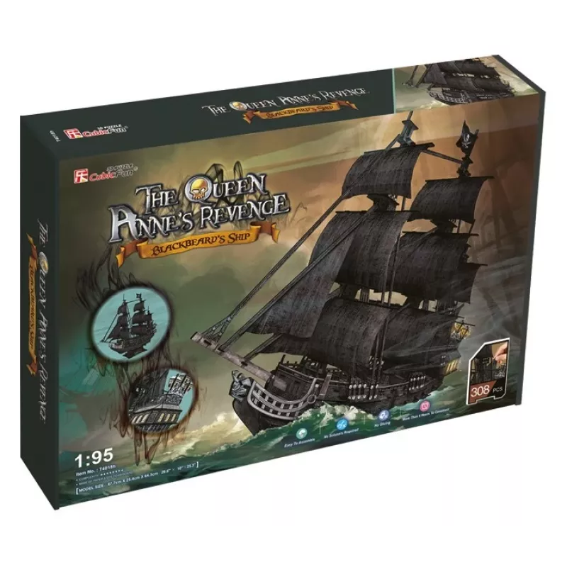 PUZZLE 3D Didelis piratų laivų rinkinys „Queen Revenge“