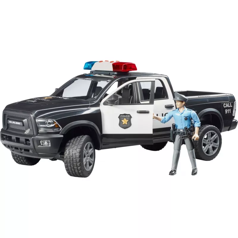 Žaislinis policijos pikapas BRUDER RAM 2500 Police 02505 – mastelio modelis, žaidimų transporto priemonė