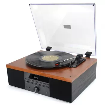 Patefonas AKAI ATT-14BT su Bluetooth, diržine pavara, įmontuotu fono stiprintuvu, USB išvestimi