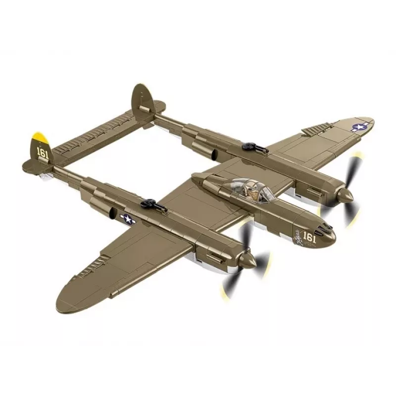 Cobi Building Blocks Lockheed P-38H Lightning rinkinys 5763 — mastelinis modelio rinkinys, kolekcinis lėktuvo modelis