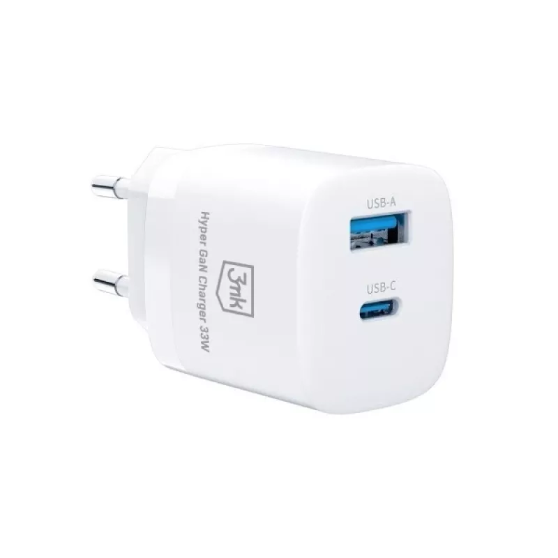 3MK įkroviklis 33W GaN PD 1xUSB-A+1xUSB-A, baltas