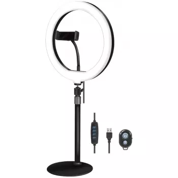 LogiLink Smartphone-Ringlicht-Stativ mit Fernauslöser für Smartphone von 10,16 cm - 17,78 cm (4 - 17,80cm (7)), - 1 Stück (AA0152)