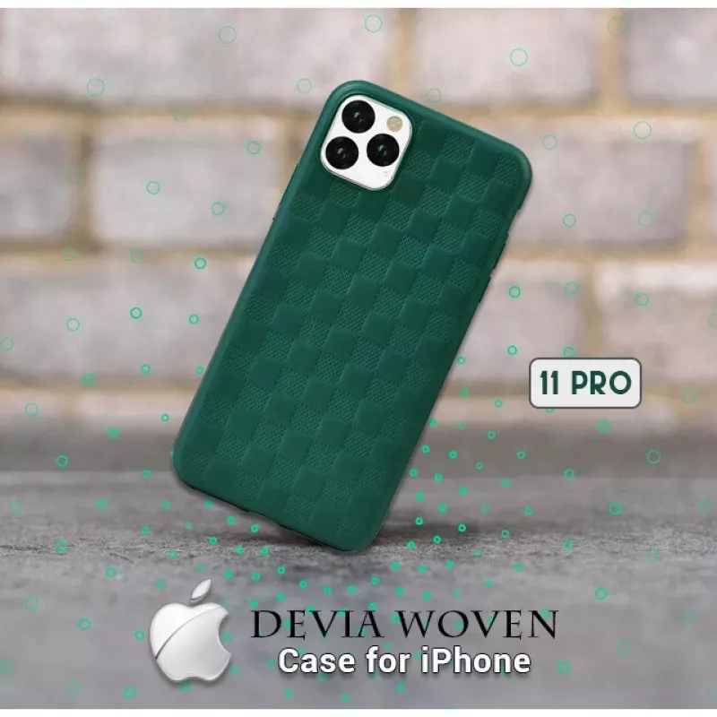Apsauginis minkštas dėklas Devia Woven2, skirtas iPhone 11 Pro Max, žalias
