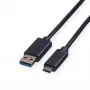 ROLINE - USB laidas - USB Type C (V) - 9 kontaktų USB Type A (V) - 50 cm (USB 3.1) - Liejinys - Juoda (11.02.9010)