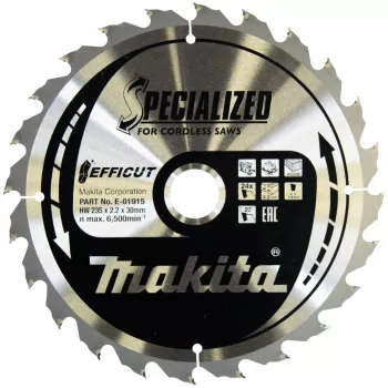 Makita Efficut - diskinis pjūklo diskas - medienai - 235 mm - 24 dantys - skirtas Makita DHS900, DHS900Z, DHS900ZU (E-01915)