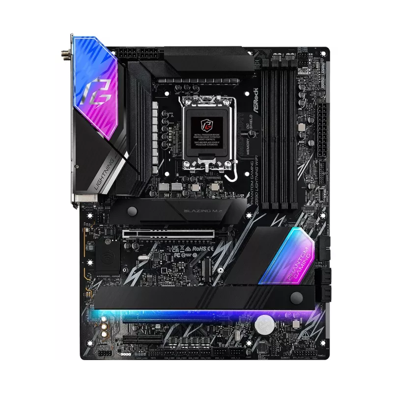 Pagrindinė plokštė ASRock Z890 Lightning WiFi — Intel Z890, LGA1851, ATX, 4× DDR5, Wi‑Fi 7, 2,5 Gb LAN, Thunderbolt 4