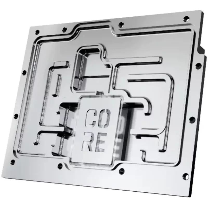 Grafikos plokštės galinė plokštelė Alphacool Core, skirta RX 9070 XT Aorus Elite — permatomas chromuotas apdaila