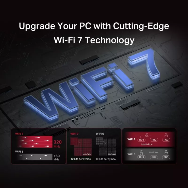 PCIe trijų dažnių WiFi 7 adapteris MERCUSYS MA47BE — sparčiajuostis belaidis ryšys