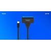 SAVIO SATA į USB-C sąsajos kabelis AK-69, SATA lizdas į USB-C kištuką, USB 3.2 Gen 1 (5 Gbit/s), 0,25 m, juodas