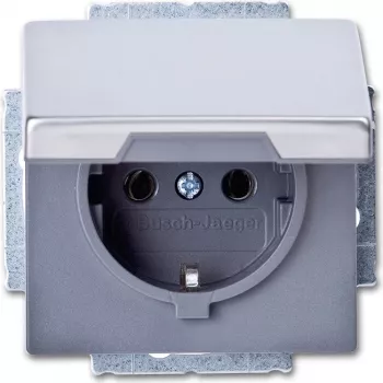 BUSCH JAEGER 2018-0-1490 - CEE 7/3 - 2P+E - Pilka - Nerūdijantis plienas - 250 V - 16 A