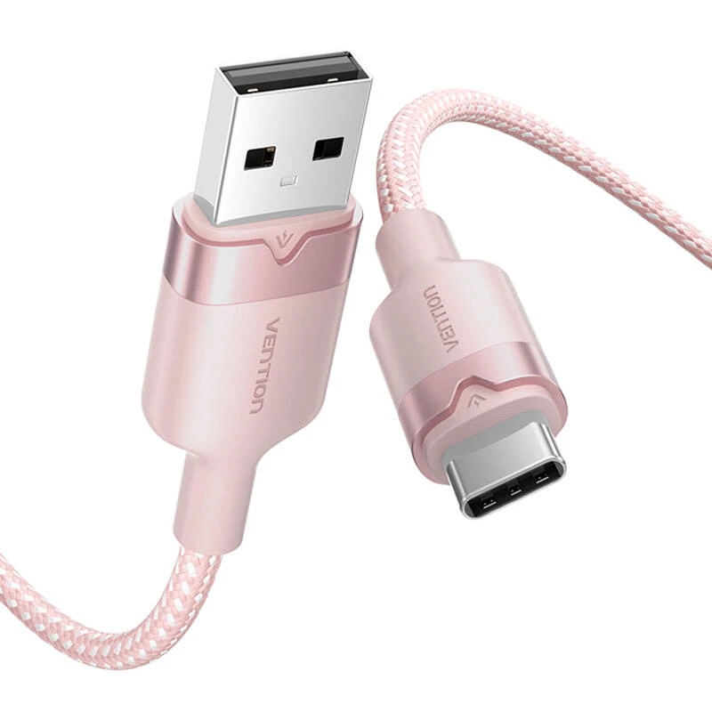 USB 2.0 A – USB-C laidas Vention CTNPH 2 m 3 A rožinis