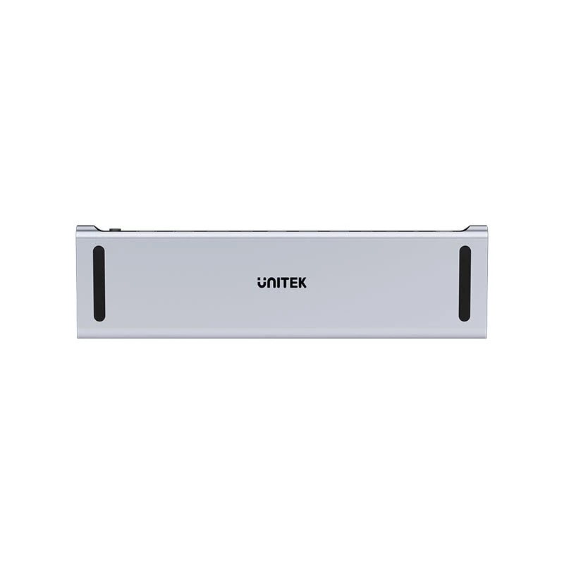 KVM jungiklis Unitek D1106AGY01 USB-C triguba 4K prijungimo stotelė su KVM, 3x USB-A, 5x USB-C, HDMI×2, DP×1, RJ-45, SD skaitytuvas, 3840×2160@60Hz, aliuminis