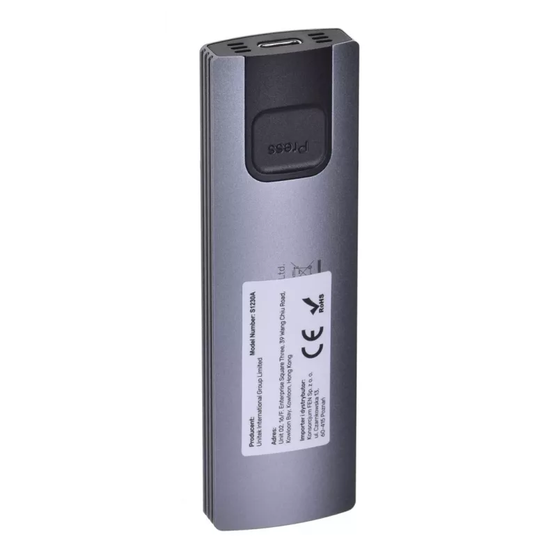M.2 SSD korpusas Unitek uDrive Pilka — M.2 (2230/2242/2260/2280), NVMe/SATA III, USB-C 10 Gbit/s, aliuminis