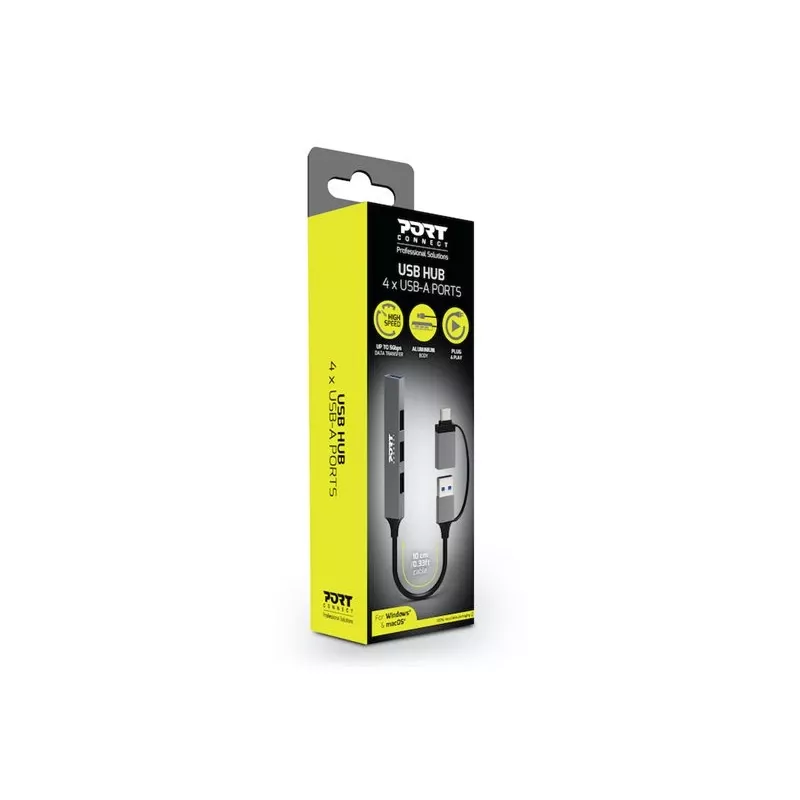 PORT CONNECT | HUB USB-C/USB-A 4 prievadai USB-A 3.0 5Gbps | 900160