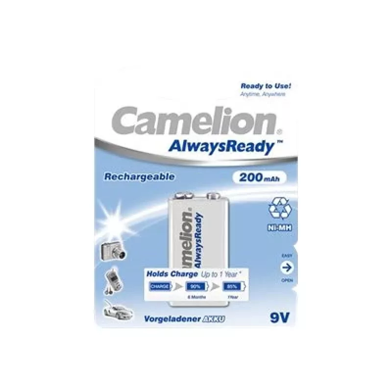 Camelion | 9V/6HR61 | 200 mAh | AlwaysReady Rechargeable Batteries Ni-MH | 1 vnt.