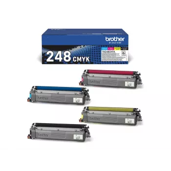 Brother TN-248VAL dažų kasetė 4 vnt. Originali juoda, žydra, purpurinė, geltona