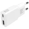 AC įkroviklis mobiliesiems įrenginiams 4smarts 541509 — 100–240V, USB-A + USB-C, 1,5 m laidas, greitas įkrovimas, baltas