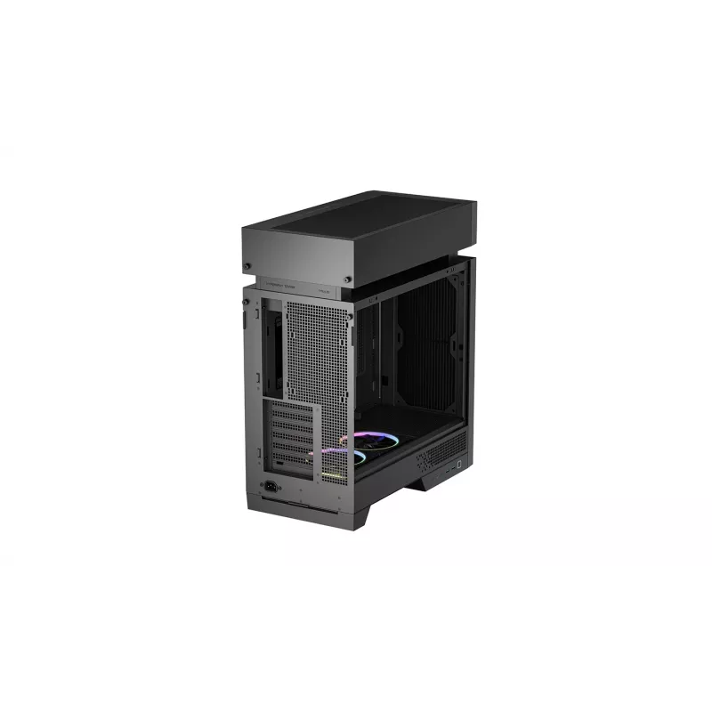 PC korpusas DeepCool CL660 Juoda — ATX/Micro-ATX/Mini-ITX, grūdintas stiklas, 2x3,5 inch + 1x2,5 inch, priekyje 140 mm, viršuje/gale 120-140 mm