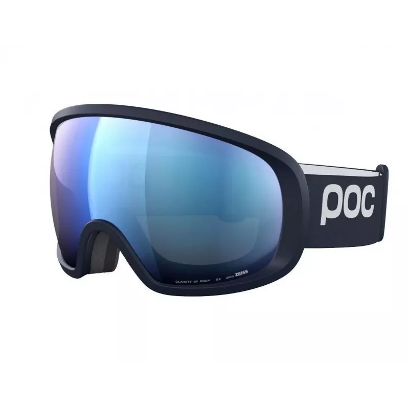 Goggles POC Fovea Kids — poliuretano rėmelis, torinė cilindrinė mėlyna lęšis, 20% šviesos pralaidumas, tamsiai mėlynas dirželis