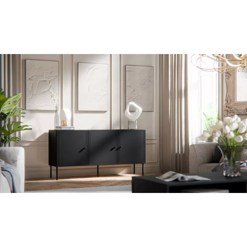 Cama 3D komoda PALAZZO BIS 151x40x75 matinis juodas