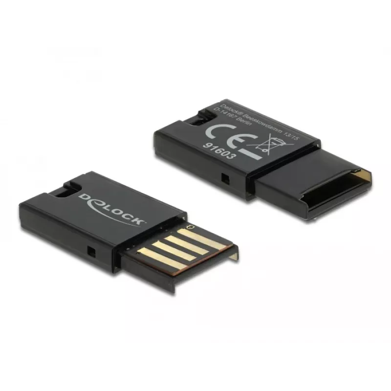DeLOCK USB 2.0 kortelių skaitytuvas juodas Micro SD MicroSDHC MicroSDXC 480 Mbit/s