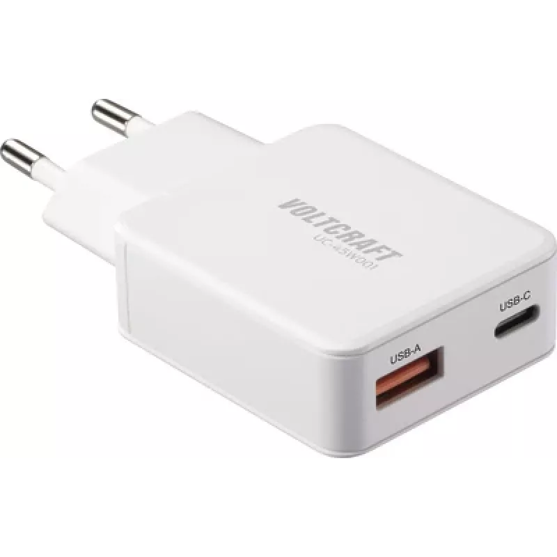 Voltcraft UC-1C1A45W01 USB įkroviklis USB-C USB-A greitasis įkrovimas PD 3.0 baltas (VC-17009805)