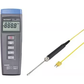 VOLTCRAFT K101 + TP 207 temperatūros matavimo prietaisas nuo -200 iki +1370 °C K tipo zondas