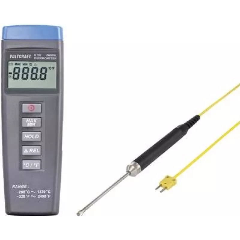 VOLTCRAFT K101 + TP 207 temperatūros matavimo prietaisas nuo -200 iki +1370 °C K tipo zondas