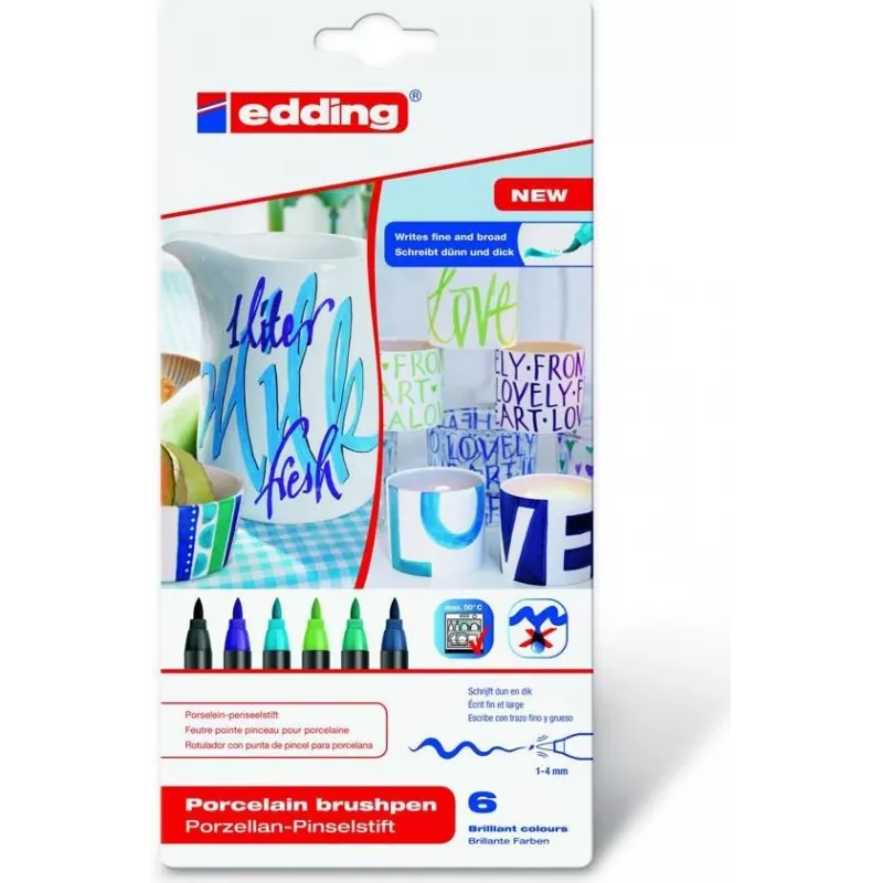 Marker Edding 4200 Juoda Blue Žydra Green Light Green Purple 6 vnt.
