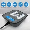 Baterijų įkroviklis everActive NC1000MV2 — Ni-MH 4 vietų USB-C įkroviklis, 4 elementai, 5V, juodas, 110×99×38 mm
