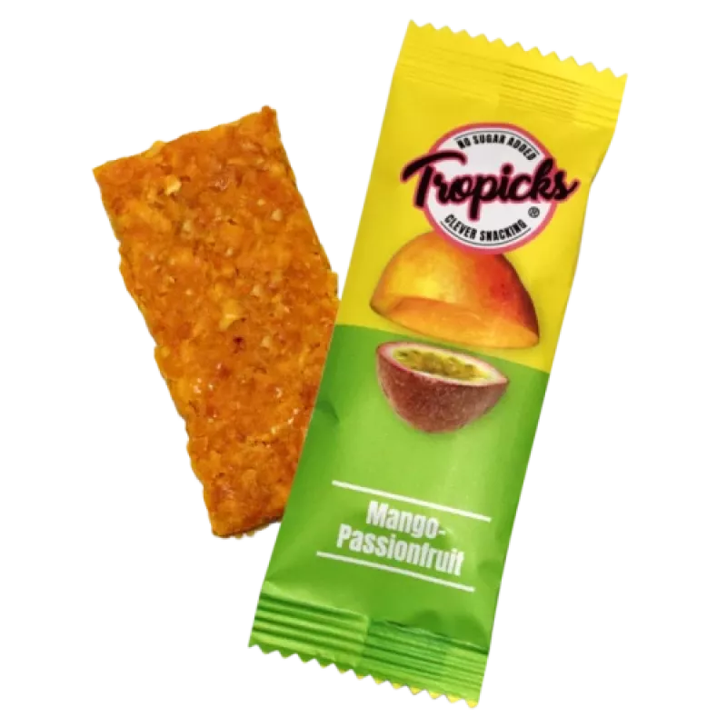 Tropicks Džiovintas mangas, pasifloros batonėlis, 20 g