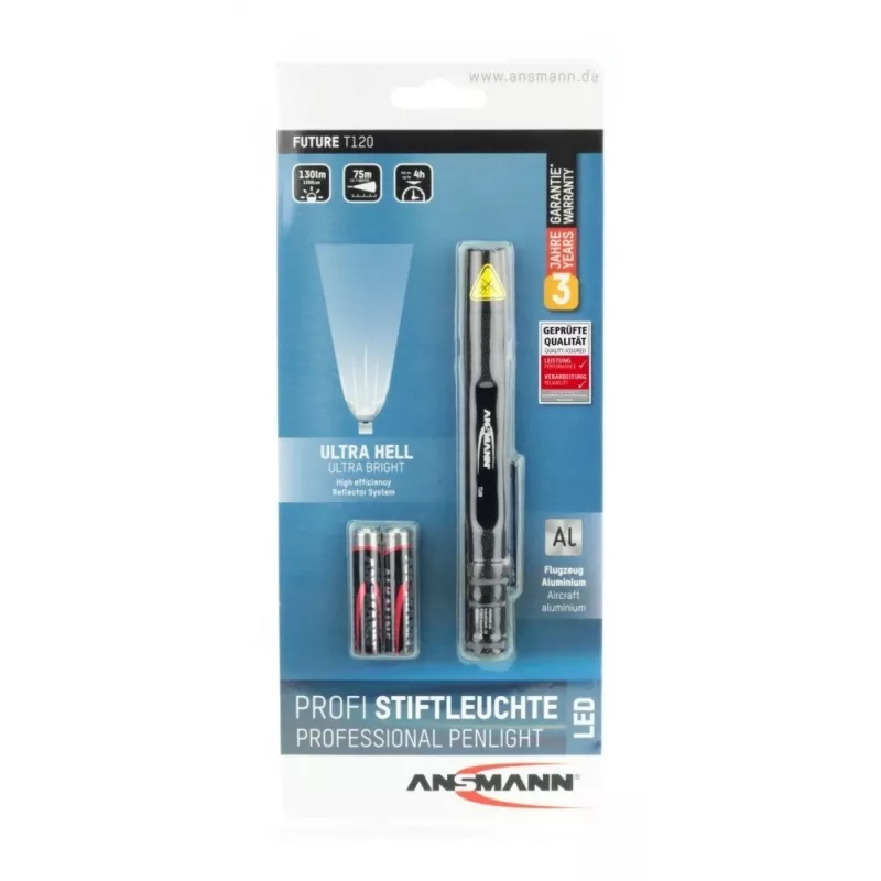 Ansmann Future T120 juodas rašiklinis LED žibintuvėlis