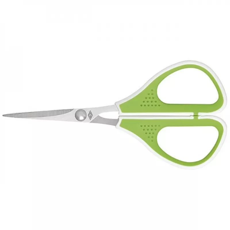 Žirklės WEDO 975 411 universalios tiesaus kirpimo vienetinės 114 mm, žalios/baltos
