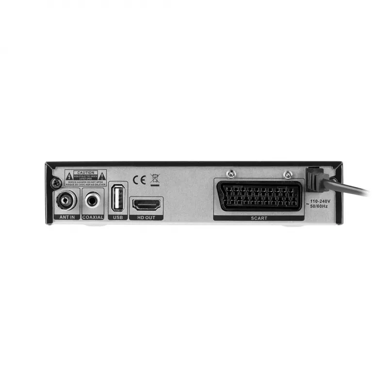 Skaitmeninės TV imtuvas Cabletech URZ0336C DVB-T/T2 H.265 anteninis tiuneris, 470–862 MHz, 1 tiuneris, HDMI, USB, SCART